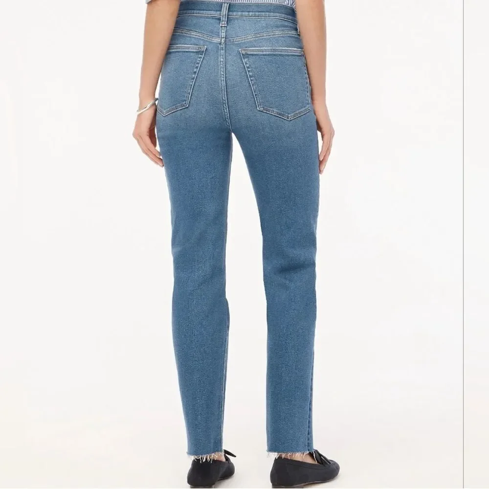 J. CREW Stovepipe Jeans Straight High Waist Blue Signature Stretch + Denim Sz 32